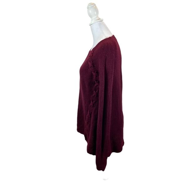 a.n.a Brand Burgundy Knit Crew Neck Sweater Size Medium - Picture 3 of 7